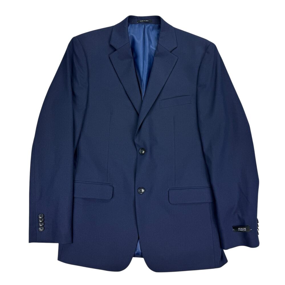 Alfani Mens Classic Fit Stretch Solid Suit Jacket Navy Blue 38R